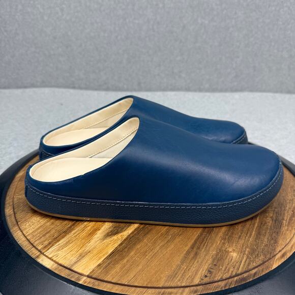 OluKai Hamani Slippers Men\'s Size 7 Blue Leather Slip On Mules main image 5